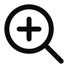 Magnifying glass icon, zoom in.