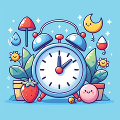Alarm ringing icon vector illustration, flat carton alarm clock bells sound