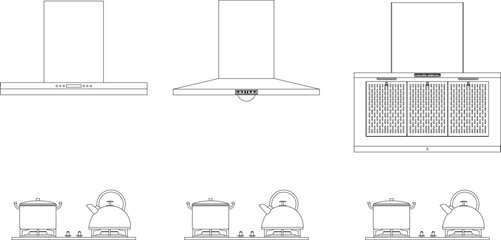 Adobe Illustrator Artwork vector design sketch illustration of a kitchen hood machine to expel smoke in the kitchen - obrazy, fototapety, plakaty