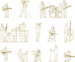Adobe Illustrator Artwork vector design sketch illustration of a musician playing an orchestral musical instrument