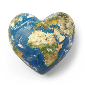 Heart shaped earth along on transparency background PNG
