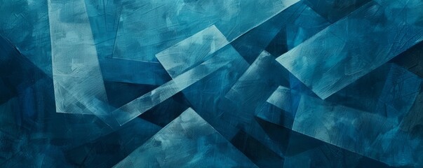 Abstract blue geometric background - obrazy, fototapety, plakaty
