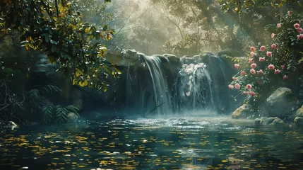 Photo sur Plexiglas Kaki waterfall in the forest