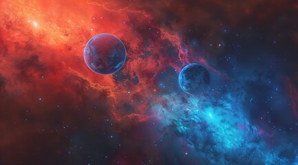 Astro-Chic Red Planet Meets Blue Moon Generative AI