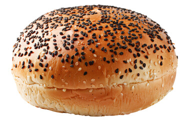 Sesame-Speckled Burger Bun isolated on transparent Background