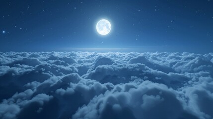 Naklejka na ściany i meble Glowing Moon in the Sky A Celestial Nighttime Scene Generative AI