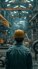 Worker in hard hat at industrial plant