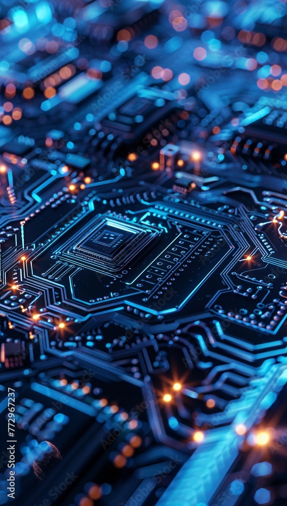 Aufkleber glowing circuit board a futuristic view of technology generative ai