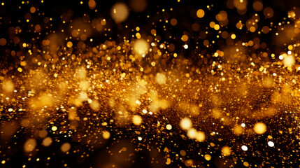 Gold Glitter Dust Background with Black Background