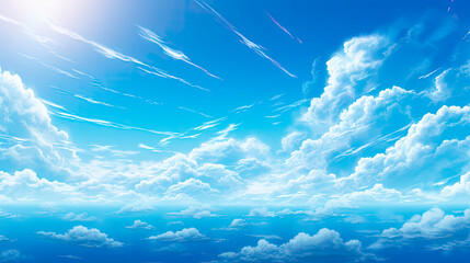 Anime sky with peaceful blue clouds