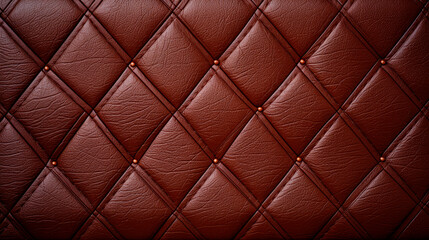 Close up of studded brown leather upholstery