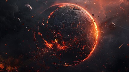 Inferno Planet or Burning Moon or Lava World or Red Planet or Scorching Sun or Fiery Fusion or Glowing Globe or Inferno Inferno or Blazing Ball Generative AI