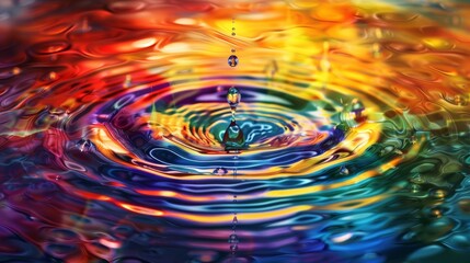 Colorful water drop ripple