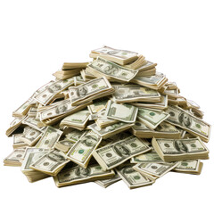 Stack of dollar bills, Pile of cash given to a winner on isolated on transparent background png