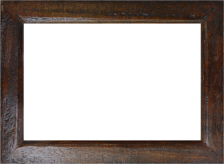 Empty wood photo frame, vintage rustic wall decor, PNG file no background