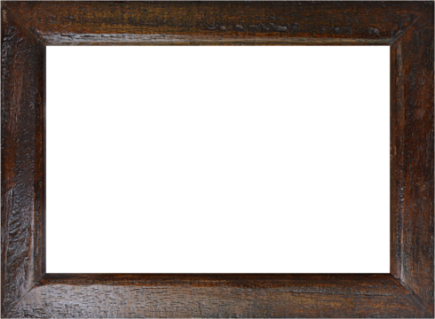 Empty wood photo frame, vintage rustic wall decor, PNG file no background