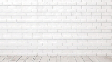 Fototapeta na wymiar Close-up of a wooden floor against a white brick wall