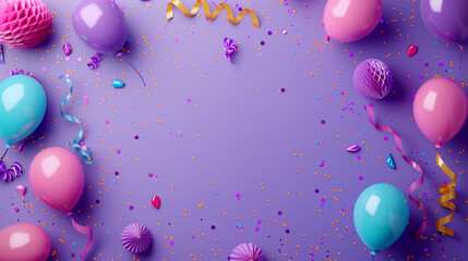 Vibrant Purple Birthday Background with Festive Elements