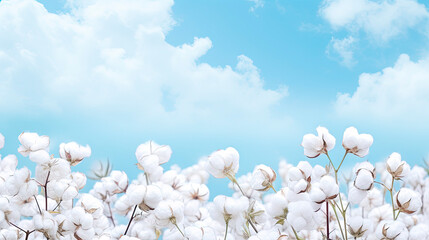 Cotton field under blue sky