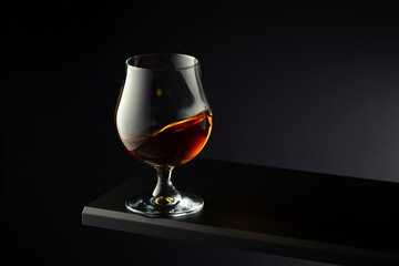 Brandy snifter on a dark background.