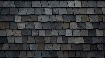 A black rooftop featuring shiny wooden elements