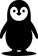 Manchot - pingouin, vecteur noir fond transparent, style flat design 