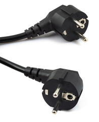 Electrical black plug on white background