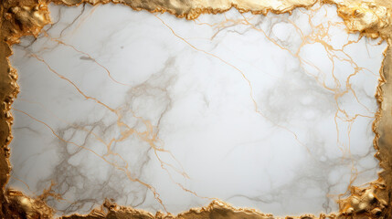 Golden frame on marble background with marble texture