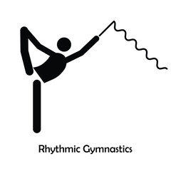 Rhythmic gymnastics flat black icon vector isolated on white background