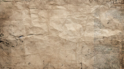 Close up of torn paper piece with crumpled old newspaper texture