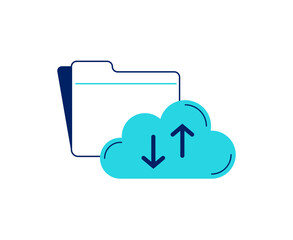 Cyber security icon. Cloud storage and backup. Vector linear illustration on the white background.