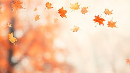 Autumn leaves swirling in the air