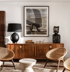 Modern Living Room with Art Deco Inspiration Generative AI
