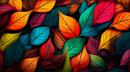 Colorful leaves close up macro view