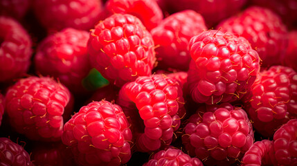 Bunch of raspberries stacked closely together