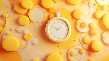 a clock on a yellow surface