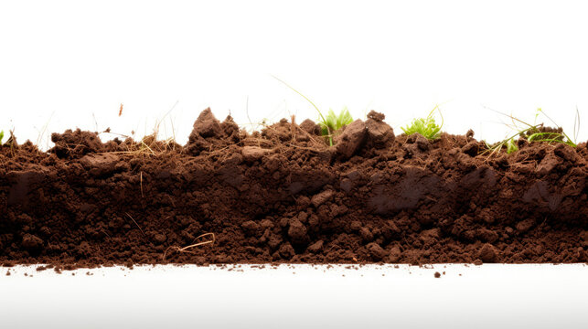 Close up of earthy heap with vegetation
