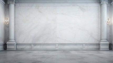 A room featuring a marble floor and a wall of marble