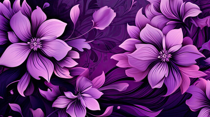Obraz premium Purple flowers on a black background