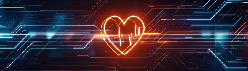 Heartbeat, Depicts a heart rate or ECG line, Medical concept, futuristic background - obrazy, fototapety, plakaty