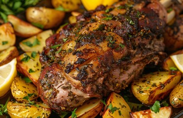 Savory Steak with Seasoned Potatoes and Herbs Generative AI