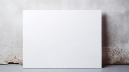 Empty white poster mockups on gray surface