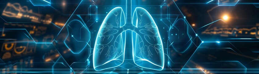 Lungs, Represents respiratory care, Medical concept, futuristic background