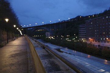 Evening in the city of Bilbao, Spain