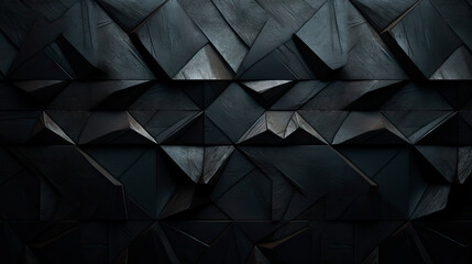 Close-up of patterned black wall with triangles - obrazy, fototapety, plakaty