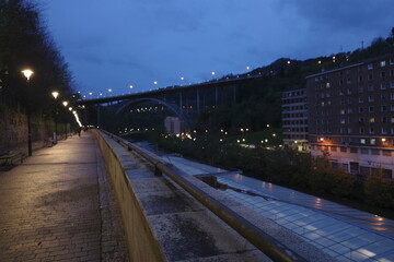 Evening in the city of Bilbao, Spain - 772974235