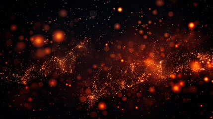 Orange lights and stars on a dark background