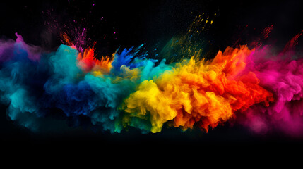 Obraz na płótnie Canvas Rainbow powder cloud in the air