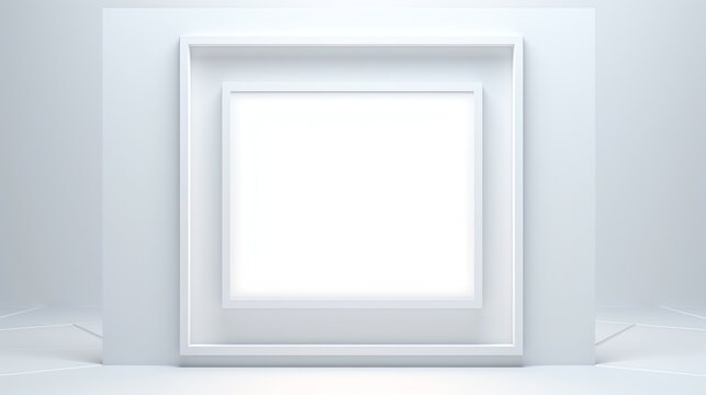 a white square frame on a white wall
