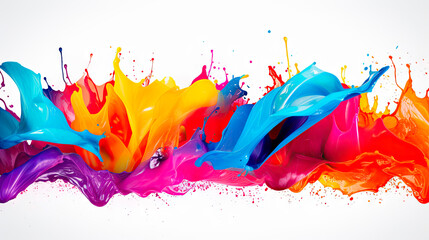 Colorful liquid splash on white surface